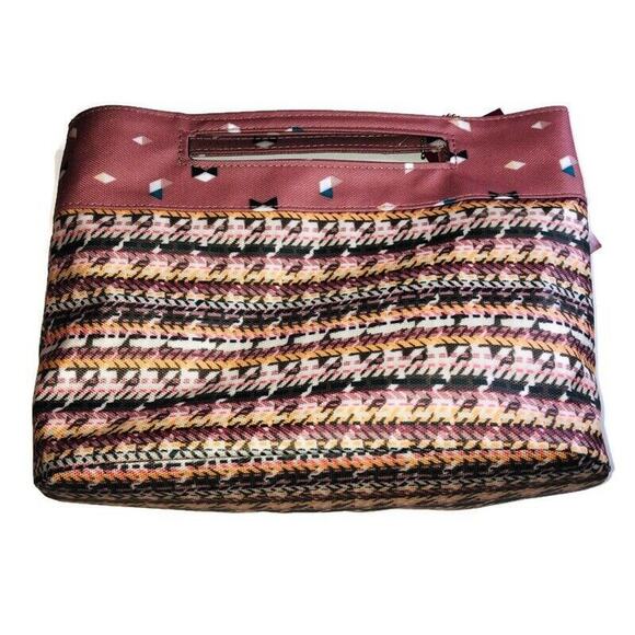 Sonia Kashuk Womens Pink Zippered Cosmetic Bag Modern Pouch Pink Houndstooth - Picture 1 of 5